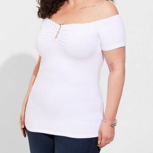 Torrid Women's Plus Size Foxy U-Bar Off-Shoulder Short Sleeve Top